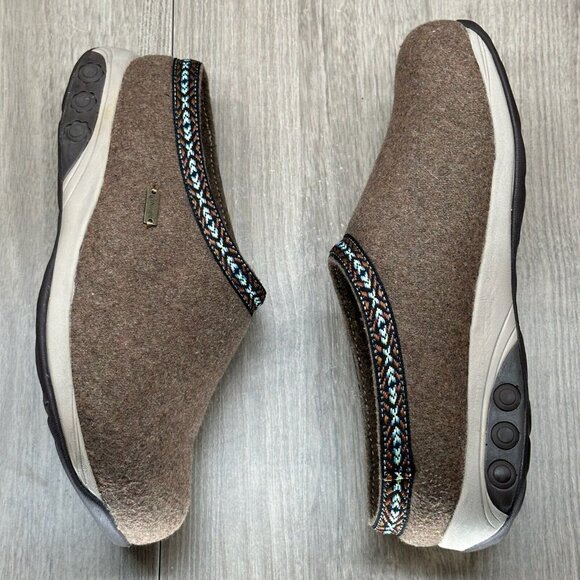 Therafit Heather Wool Clog Slipper Womens Sz 7.5 Comfort Cushioned Slip On Taupe - Picture 6 of 13